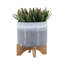 Jardinière moderne en céramique texturée avec support intérieur / extérieur-1599555454-1599555447