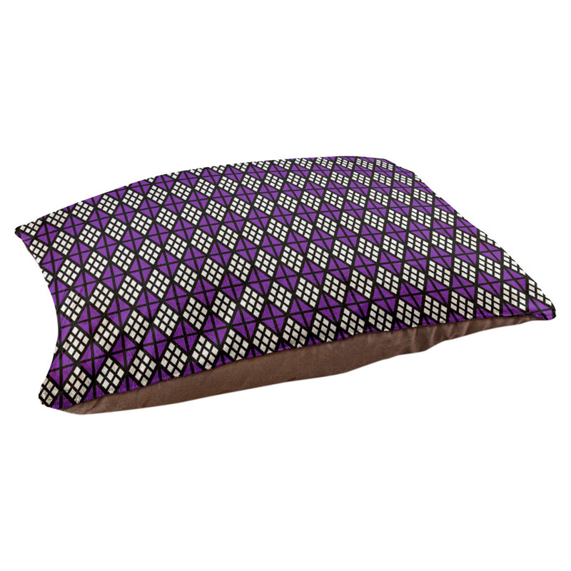 Byrge Geometric Polyester Pet Bed, Extra Large (52" W x 42" D x 17" H), Black/Violet