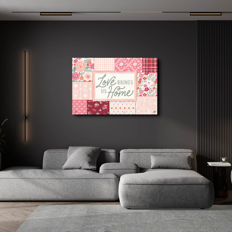 Art mural en verre Blooming Hearts 1 'par Laura Marshall, H 24 po x l 36 po x P 0,2 po