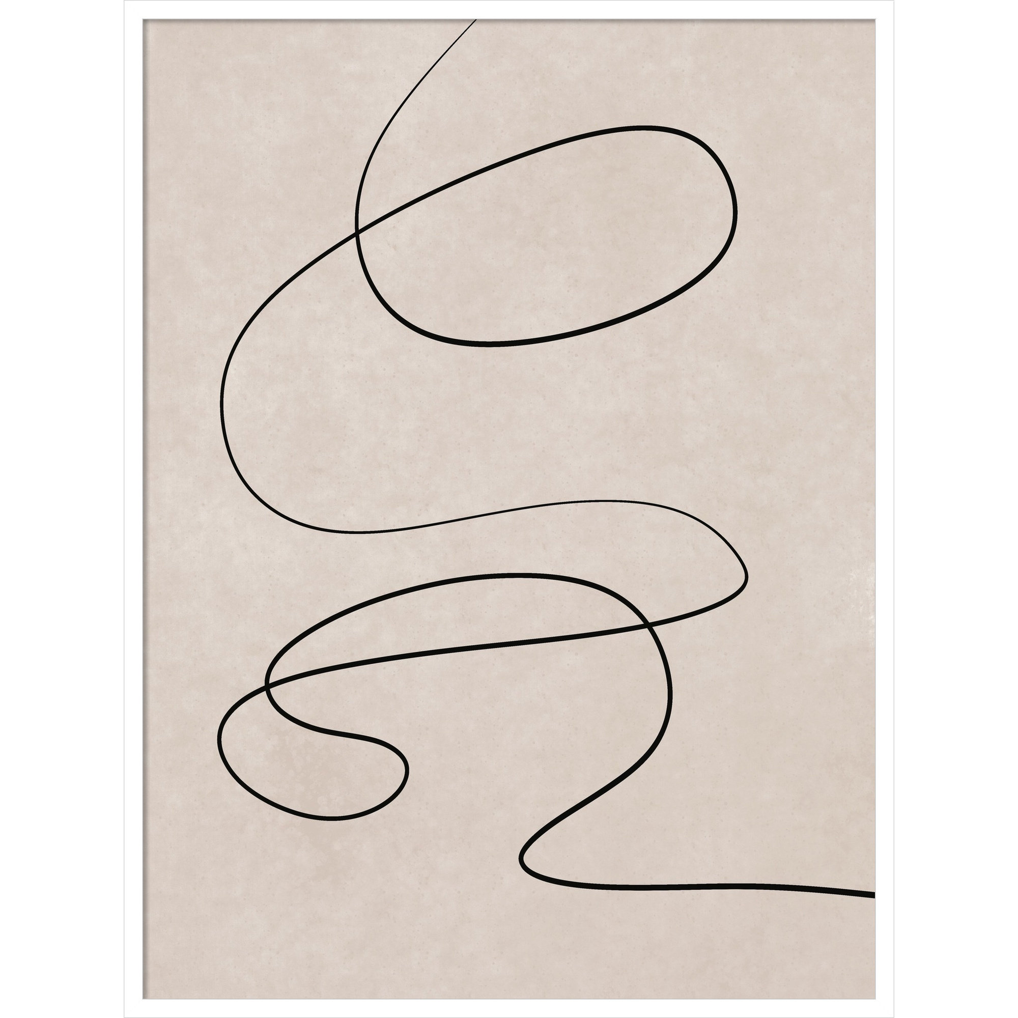 Black Line and Textured Beige Background by Little Dean Wood Framed Wall Art Print, 41" H x 31" W, White
