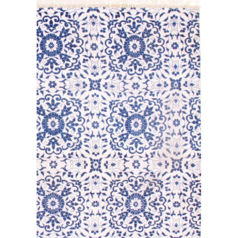 Modern Hand Woven Silk Damask Area Rug