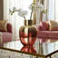 Élégant vase rond en verre avec finition brillante pour la décoration intérieure - Grand vase décoratif décoratif pour salon ou table - 12 po, rose et or-2043652218