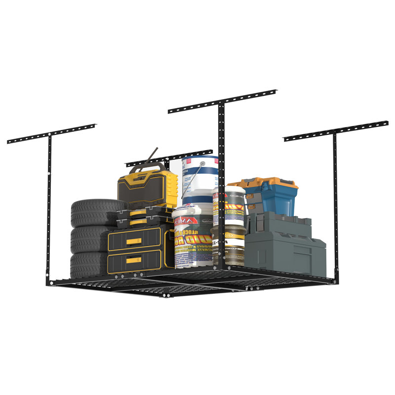 3 supports de garage suspendus 4 pi, supports de plafond réglables, système de rangement robuste pour tablettes de garage, capacité de poids de 500 lb (noir)