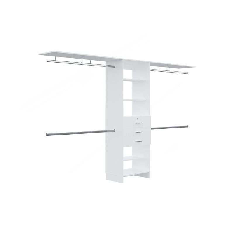 Système de placard, 3 tiroirs, 5 tablettes, Blanc