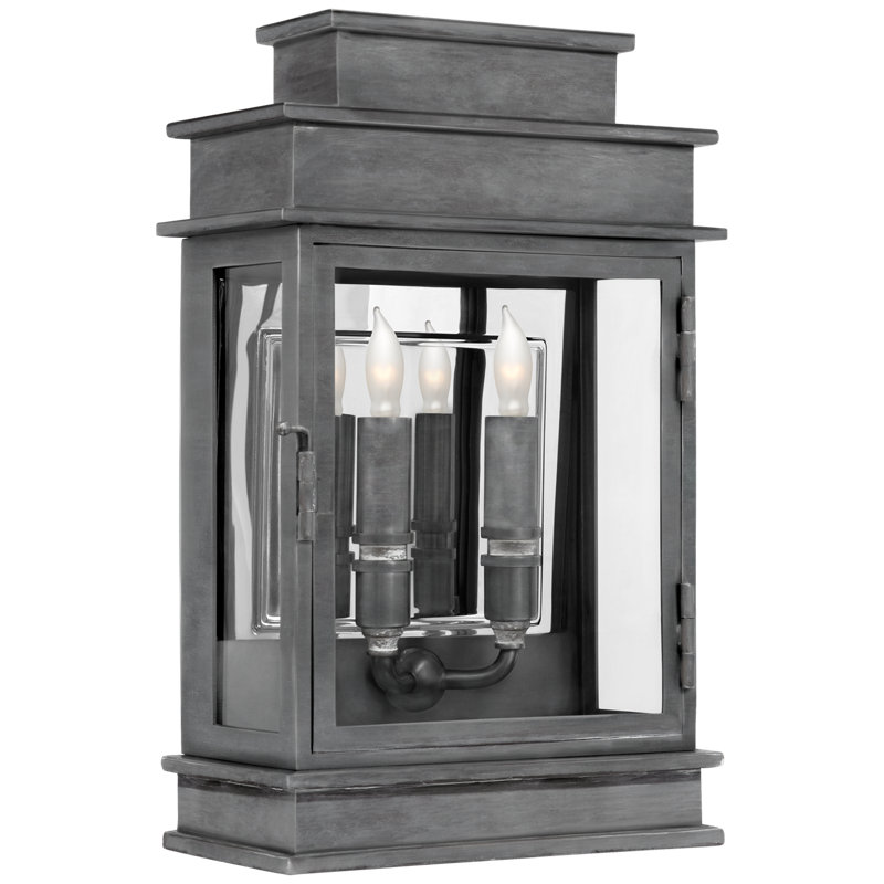 Chapman & Myers Linear Mini Wall Lantern, Bronze, 15" H x 9" W x 5" D