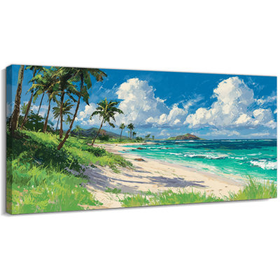  Tropical Beach Canvas Wall Art, Coastal Wall Decor for Living Room Above Sofa, Serene Gallery Wrapped Artwork, Ready to Hang, 12×24 inches