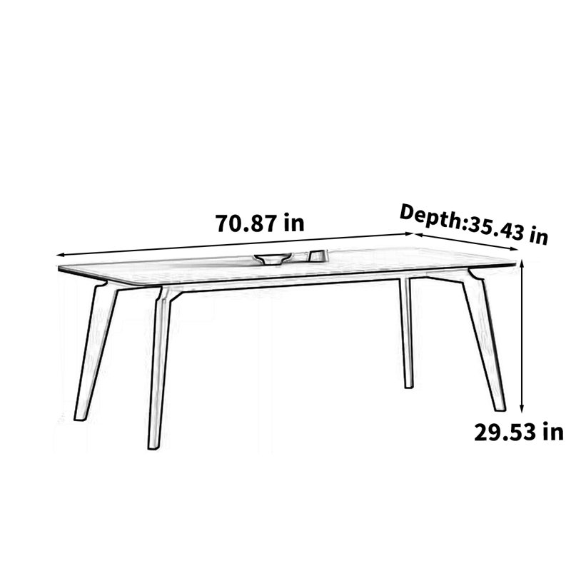 Table basse en bois massif italien de luxe légère italienne, H 29,53 po x L 70,87 po x l 35,43 po