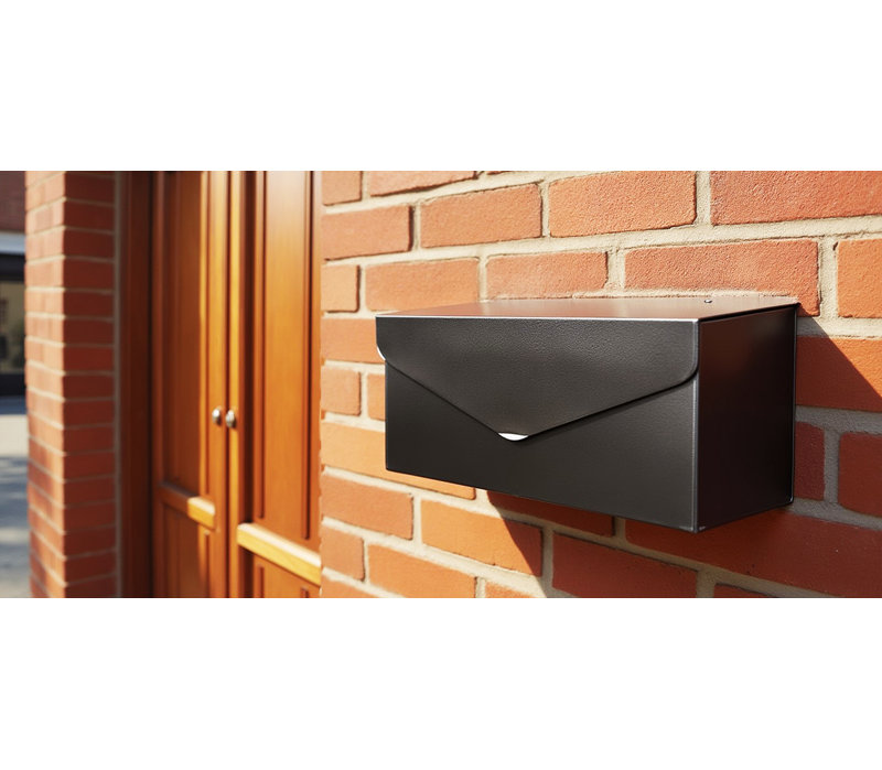 Black Aluminum Envelope Wall Mounted Mailbox