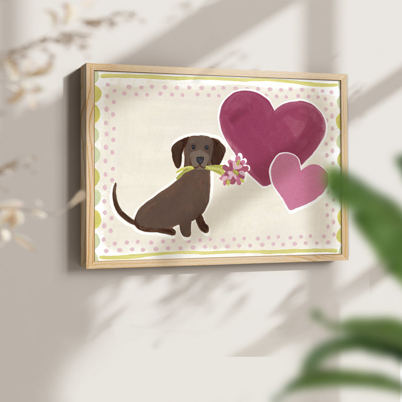 Dachshund Delight Collection A - Reproduction encadrée - Restickable, H 8 po x l 10 po, Naturel