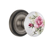 Rope Rosette with White Rose Porcelain Door Knob