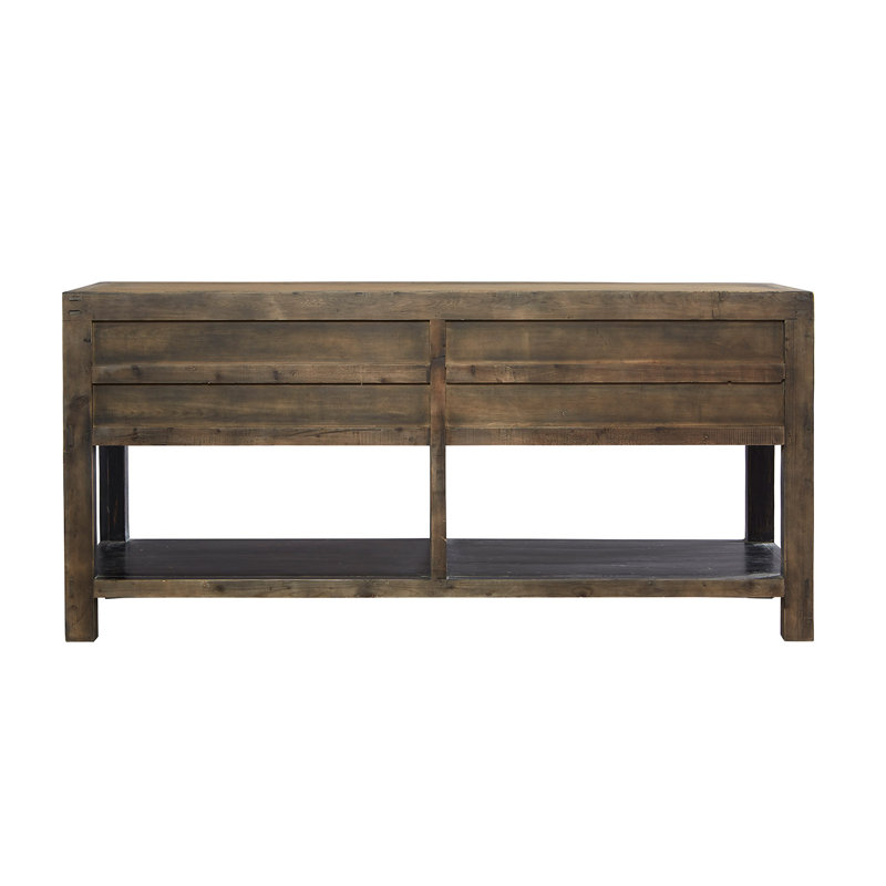 Antiqued Black 9-Drawer Wood Sideboard with Shelves