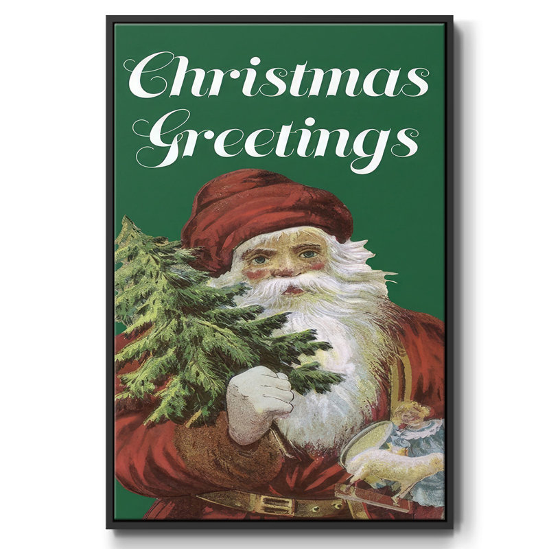 Retro Santa Claus II, reproduction d'art sur toile, Noir, H 25 po x l 17 po x P 1,5 po