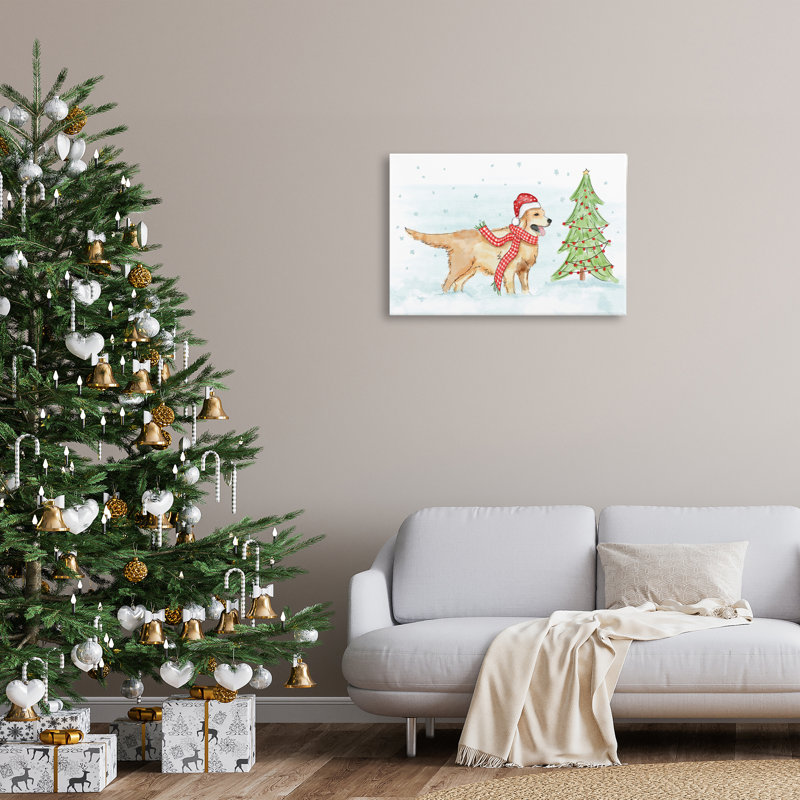 «Snowy Labrador Scene», art mural sur toile par Mollie B., H 20 po x l 30 po