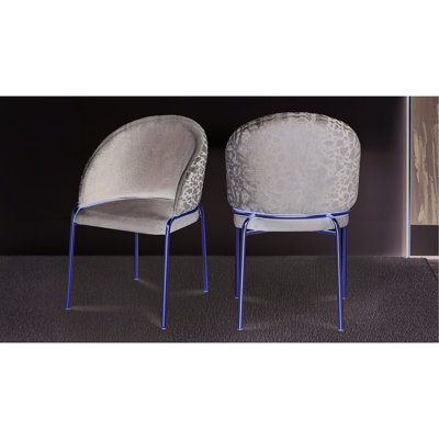 2pc Dark Gray Modern Chairs, Velvet And Chenille Fabrics, Gold Coated Metal Legs, For Dining Room, Frame, 20.97 In Depth, 22.3 Width, 33.35 Height Che