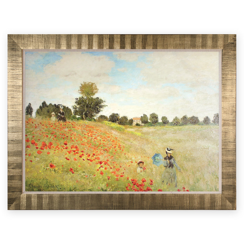 « popy field », reproduction sur toile tendue encadrée, Cadre bronze
