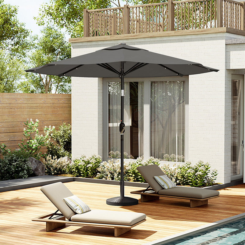 Maust 3m Traditional Parasol with LED Light, Dark Grey