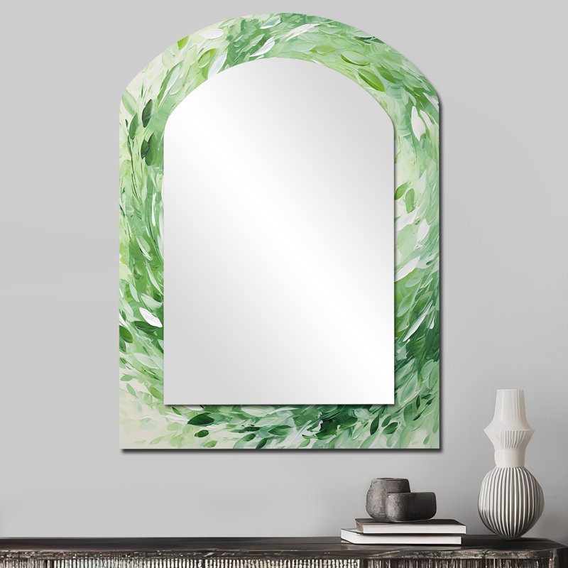 Miroir mural vert en couronne à formes asymétriques Verdant, 34 po x 25 po