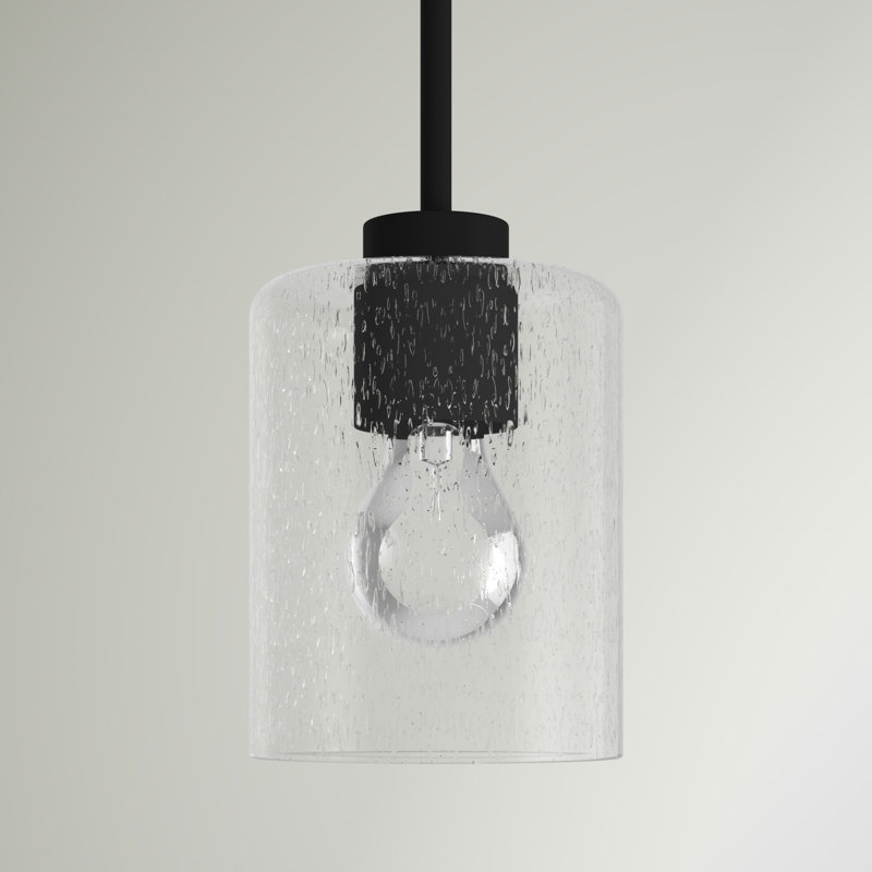 Luminaire suspendu cylindrique à 1 lumière Babson, Noir mat
