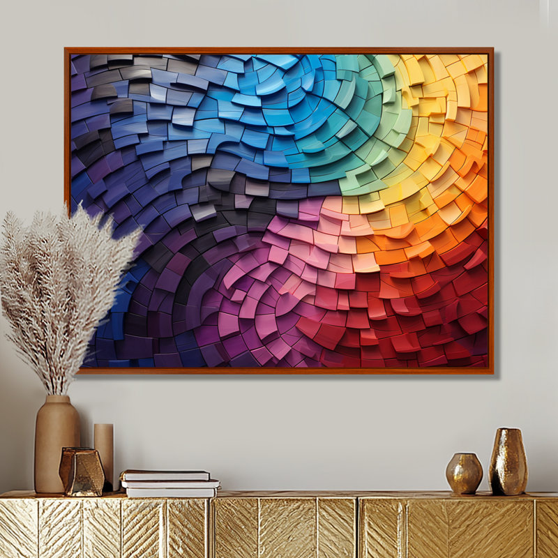 Abstrait arc-en-ciel coloré arc-en-ciel - arc-en-ciel, art mural, H 24 po x l 32 po, Gold Picture Framed
