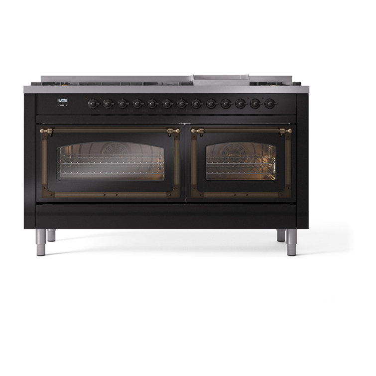 ILVE Nostalgie II Noblesse 60 in Dual Fuel Range, 9 Burner, Griddle