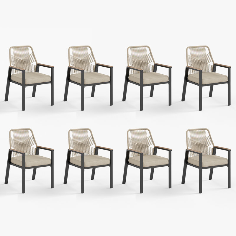 Patio Dining Chair Metal Rattan Chairs , 8