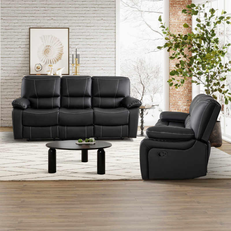 Ensemble de salon inclinable en cuir végétalien 81,5 po Vandon