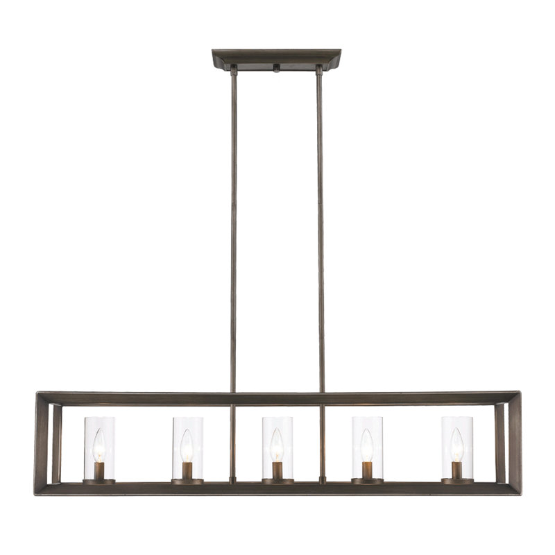 Averee 5 - Light Dimmable Linear Chandelier, Clear Glass, Gunmetal Bronze