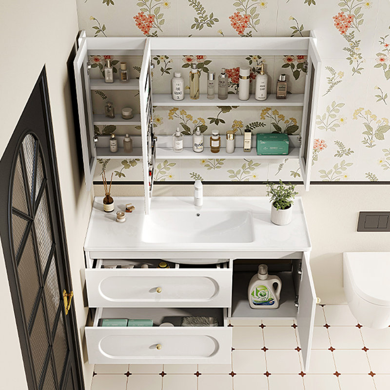 Armoire de salle de bain blanche simple de style français