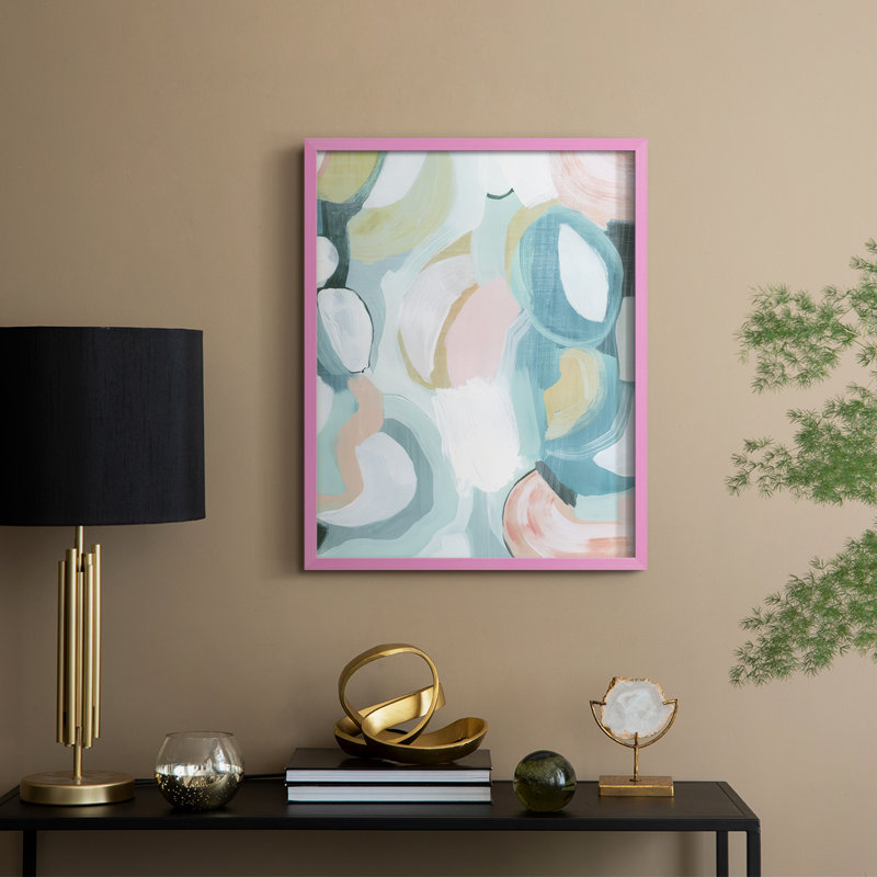 «Pastel Garden Abstraction II», reproduction encadrée - bois massif, H 15 po x l 12 po, Rose