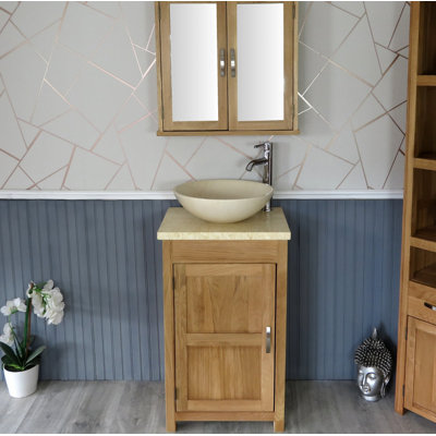 Scoggins 515mm Single Bathroom Vanity with Vessel Stone Basin