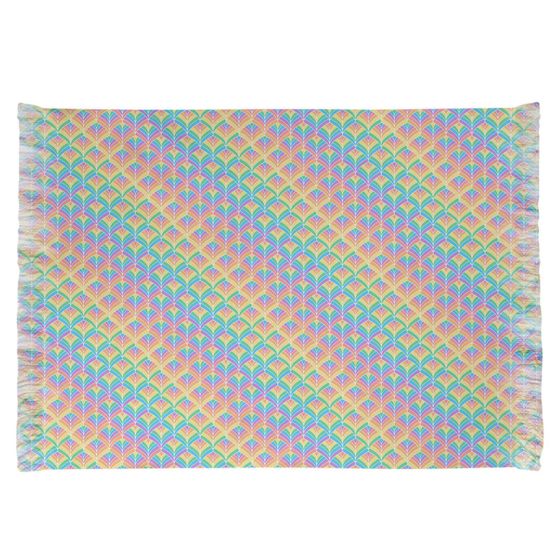 Jaune écailles/bleu/brun Tapis décoratif, non