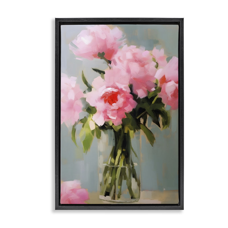 «Confetti Roses Bouquet», toile flottante encadrée dorée par Petals Prints Design, H 25 po x l 17 po