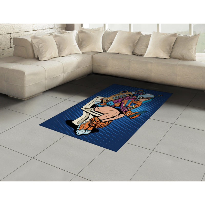 Tapis décoratif à longues fibres en polyester à haute densité Astronaut, Rectangle 2 pi 7 po x 5 pi