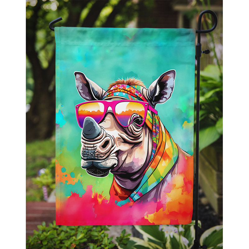 Drapeau de jardin hippie animal rhinocéros