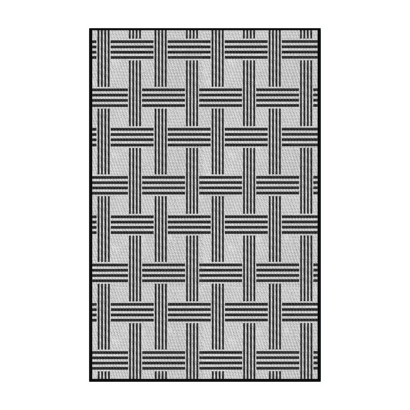 Tapis de zone noire à motifs, Rectangle 7 pi x 9 pi