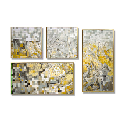 Jaune et crème bohémien Medley I - mosaïque bohème, grandes impressions sur toile, 4 panneaux