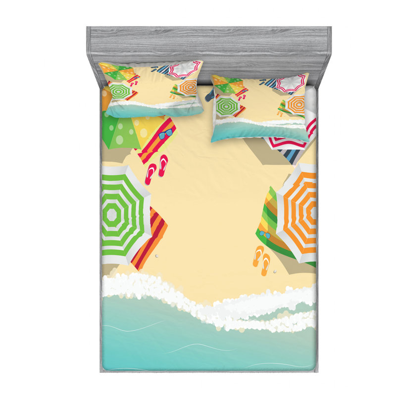 Island Party Microfiber Sheet Set, Queen Sheet Set with Fitted Sheet