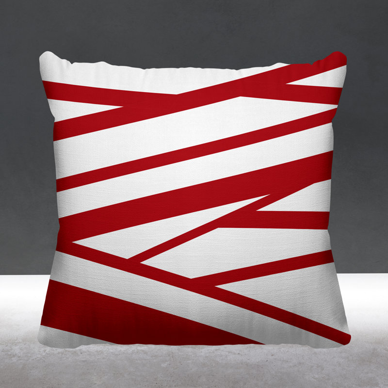 Coussin décoratif intérieur / extérieur Risley Minimalist, Rouge, H 15 po x l 15 po, Carré