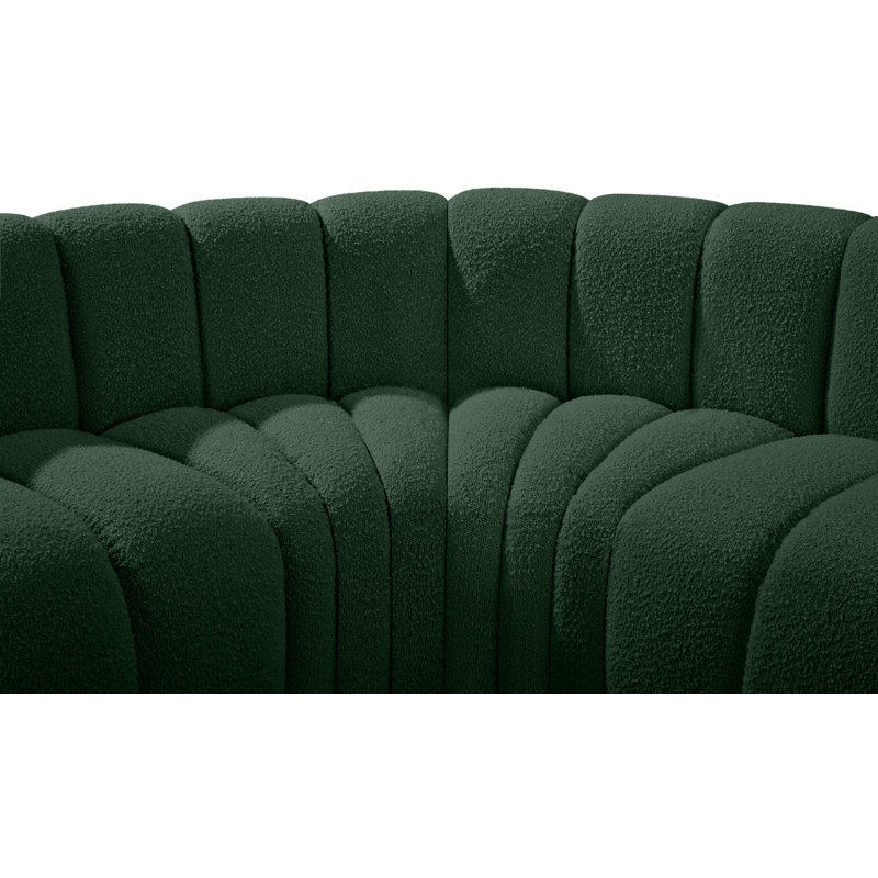 Canapé et méridienne rembourrés Kiriakos, Tissu bouclé vert