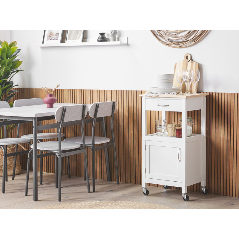 Marlborough Solid Wood Top Kitchen Cart, White