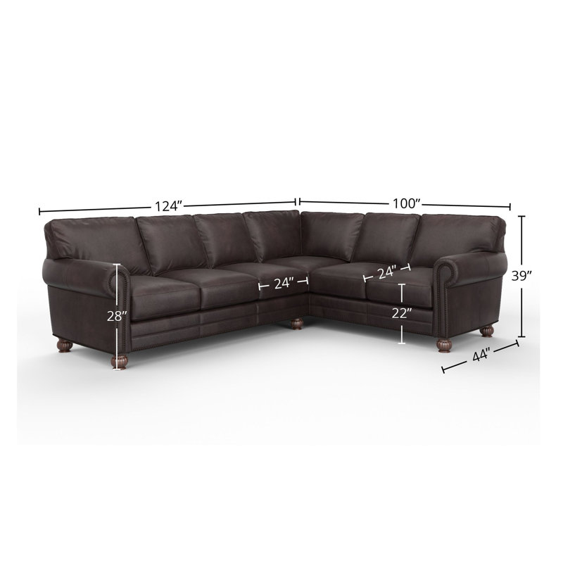 Montana 3x2 Upholstered Sectional, Left, Cetus Java Genuine Leather