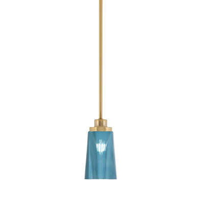 Pendentif Alirra Mini, laiton New Age, verre dégradé bleu 11,4 cm