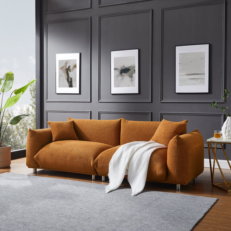 Canapé à accoudoirs arrondis de 88,9 po Lamisa, Boucle orange