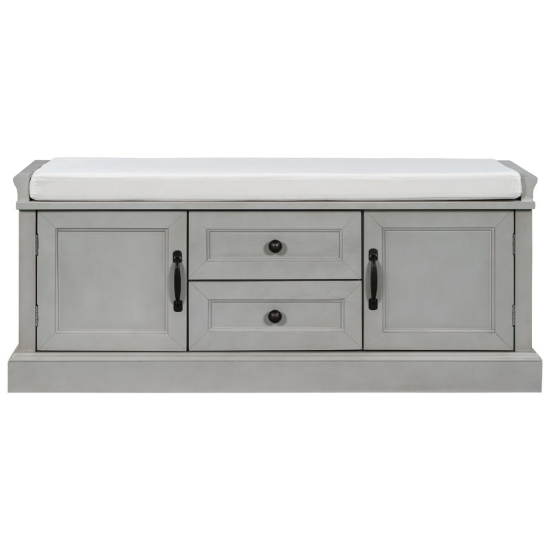 Banc de rangement en velours, Gris