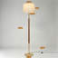 Lampe sur pied moderne en bois 65 po avec deux abat-jour en tissu et accents laiton 65 po