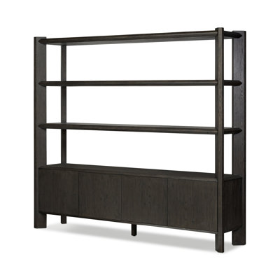 Orwin Wide Bookshelf-Smoked Black Oak