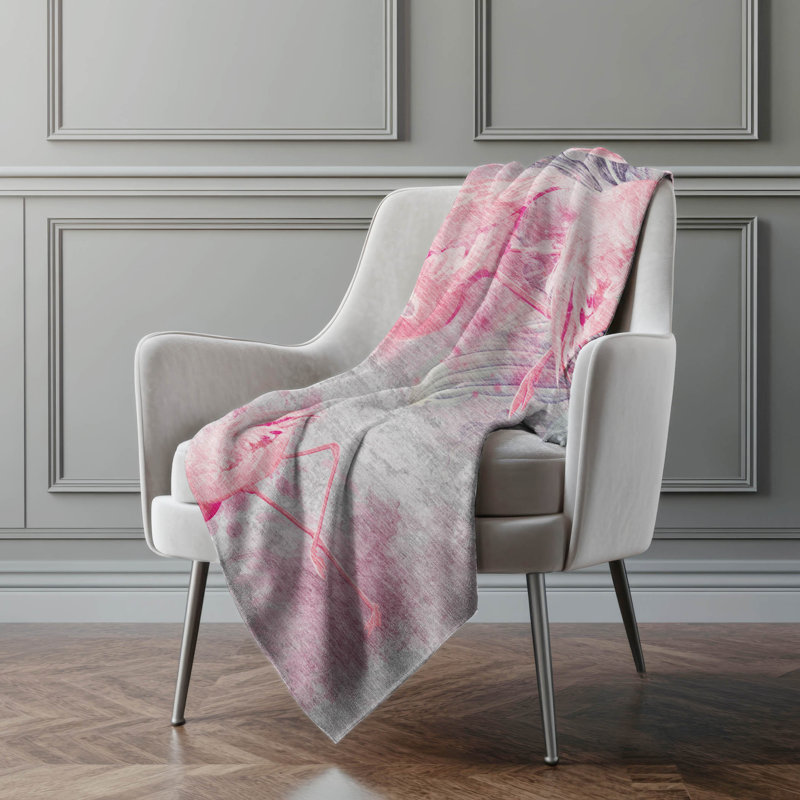Addison Machine Washable Sherpa Soft Flamingos Throw Blanket