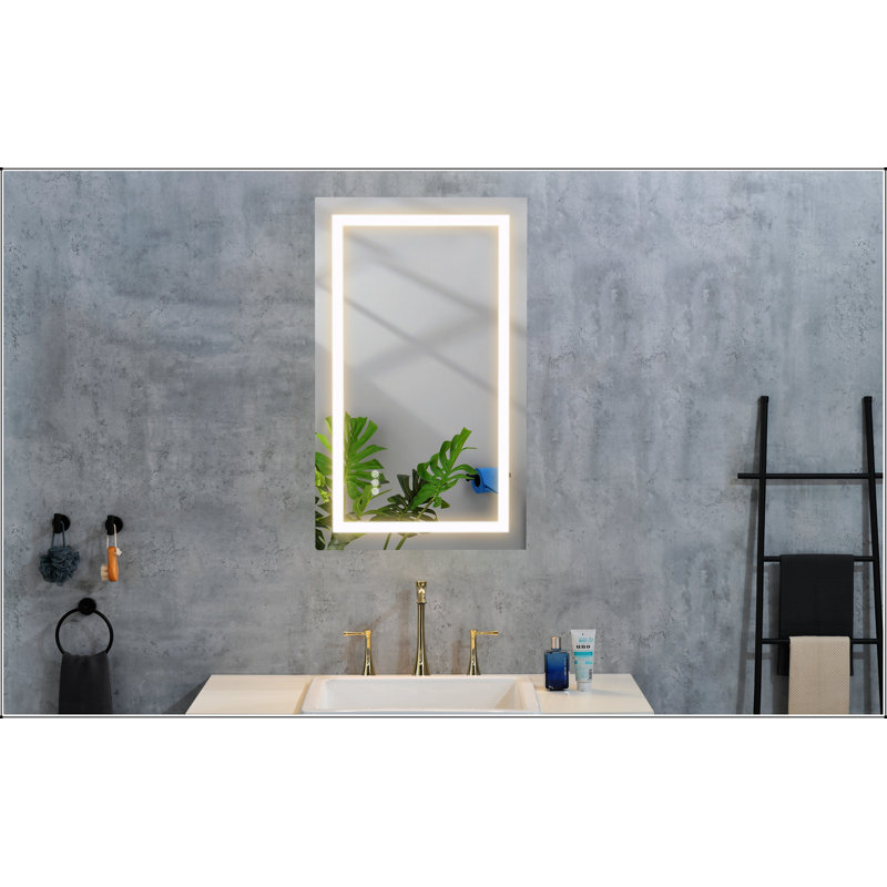 Miroir de salle de bain DEL, Doré, 55 po x 30 po, Horizontale
