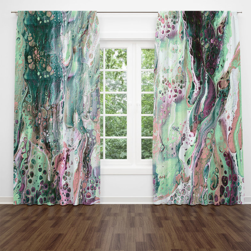 Rideaux de fenêtre en marbre vert grunge, L 40 po x L 82 po