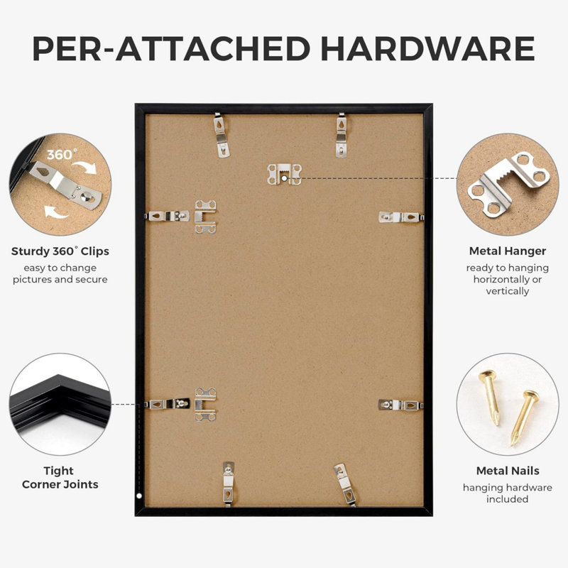 Black Gallery Wall Picture Frame - Frames Included: 3